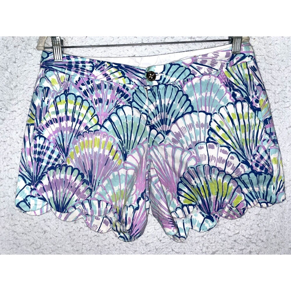 Lilly Pulitzer The Buttercup Short Sz 6 Oh Shello Scalloped Hem Seashell Purple
